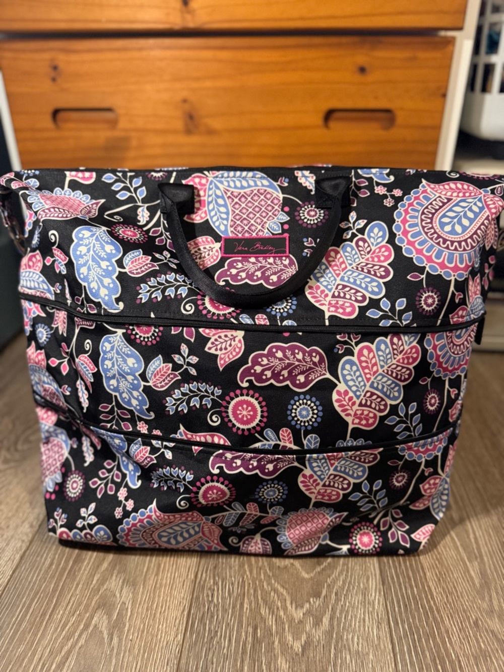 Vera Bradley Black Paisley Tote with Pink & Blue Accents